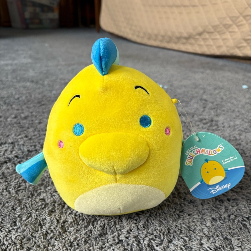 NWT Squishmallow whose name is Flounder from Disney’s The Little Mermaid